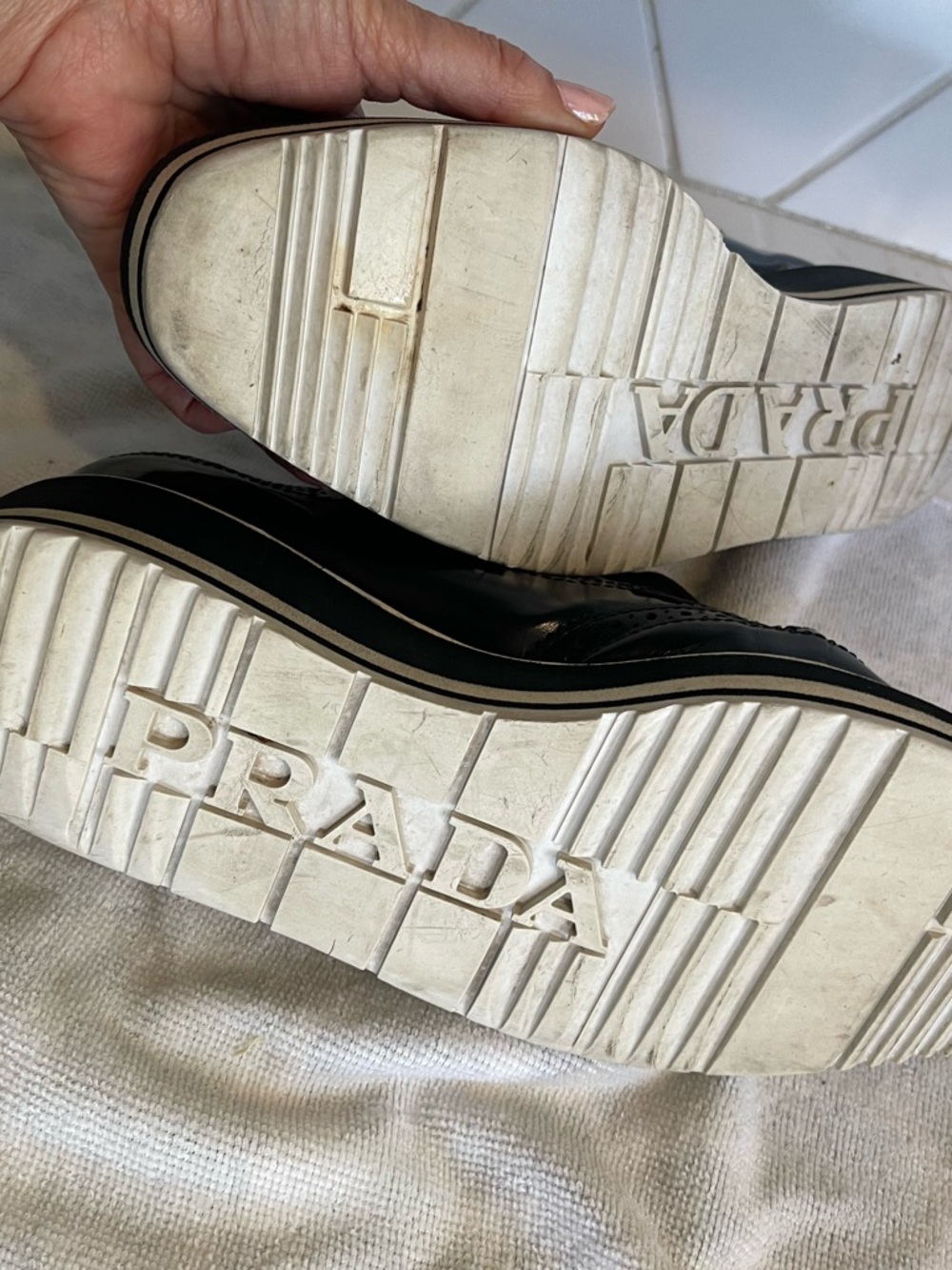 Prada Black Leather Brogue Oxfords - Picture 8 of 16